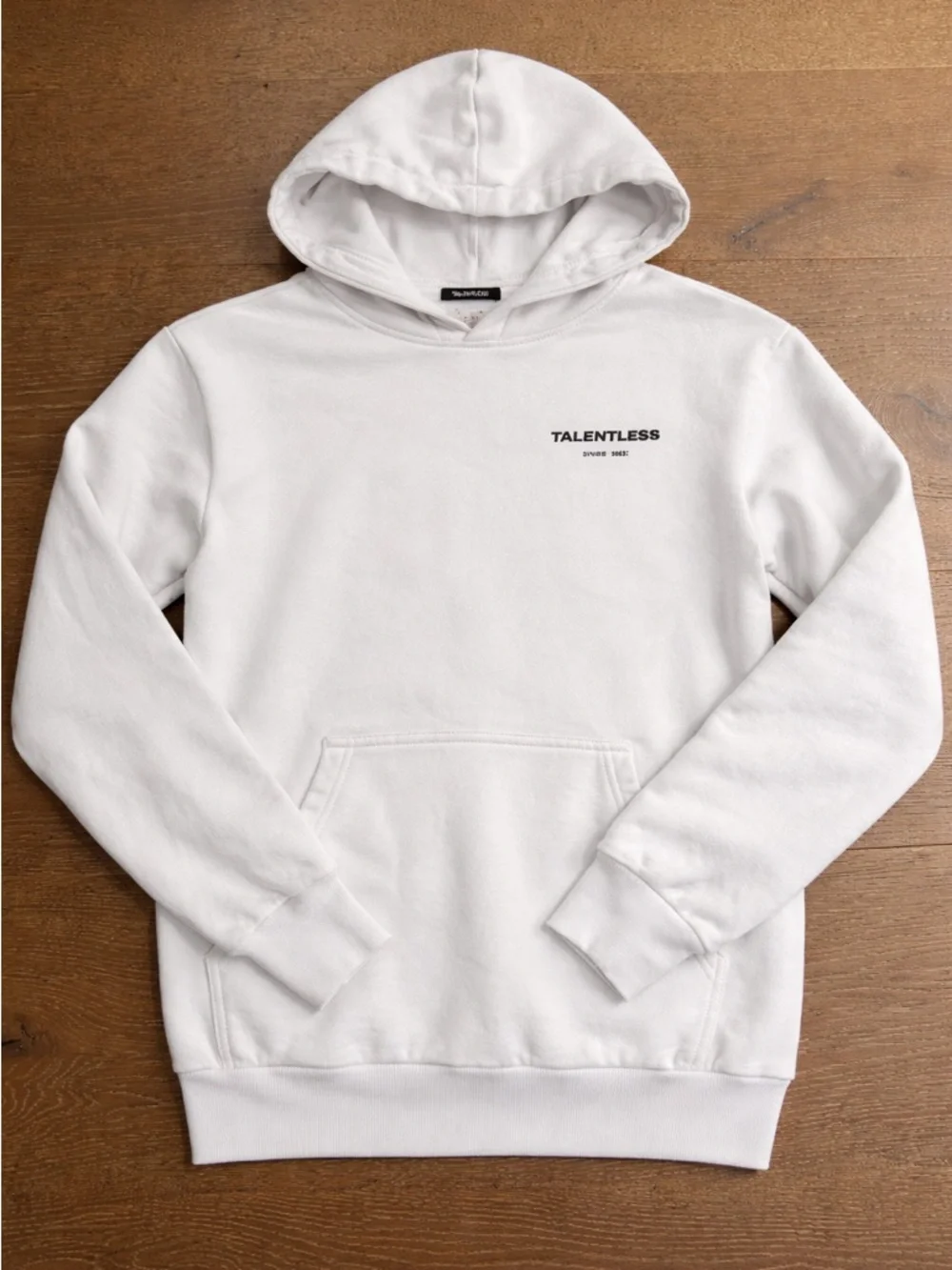 Talentless White Hoodie XS Oversized Logo Sweatshirt Pullover Streetwear Cozy - Picture 2 of 8